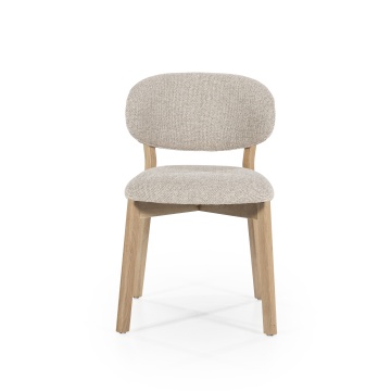 Scaun Mikky Tesatura taupe si lemn de stejar natural - Img 12