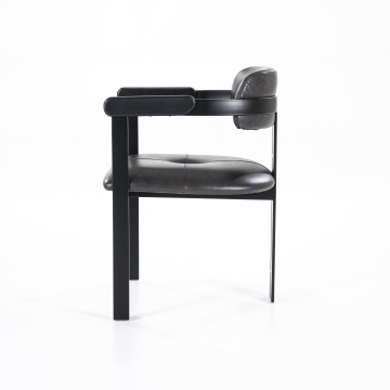 Scaun Morris din piele si metal negru - Img 3