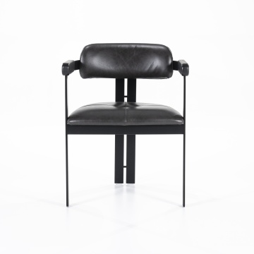 Scaun Morris din piele si metal negru - Img 12