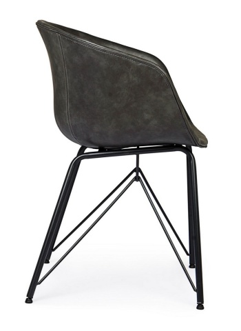 Scaun Nordic din piele ecologică, gri inchis, 59 x 54.5 x 80 cm - Img 5