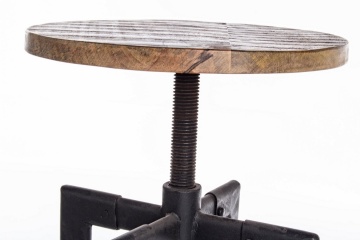 Scaun tip bar Revolve, rotativ și reglabil pe înălțime, din metal și lemn de mango, diametru 35 cm, h 48-70 cm - Img 5