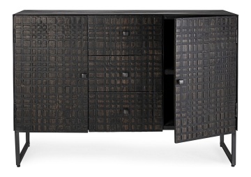Servanta 120 cm, cu 2 uși și 3 sertare, din lemn și oțel, 120x38x85 cm - Img 8