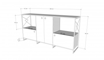 Servanta din pal melaminat Cihangir antracit 180x41x90 cm - Img 3