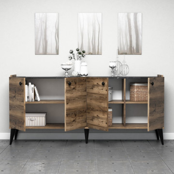 Servanta din pal melaminat Lidia nuc 182x82,5x41 cm - Img 2