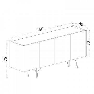 Servanta din pal melaminat Polaris alba 150x75x40 cm - Img 3
