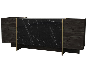 Servanta din pal melaminat Veyron neagra 180x75,5x46,6 cm