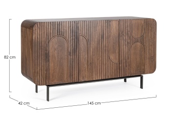 Servanta Orissa, 3 uși, din lemn de mango și oțel, 145x42x82 cm - Img 2