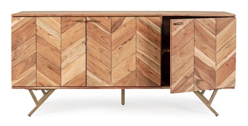 Servanta Raida, 160 cm, cu 3 uși, din lemn de acacia, stil vintage, 160x40x76 cm - Img 10
