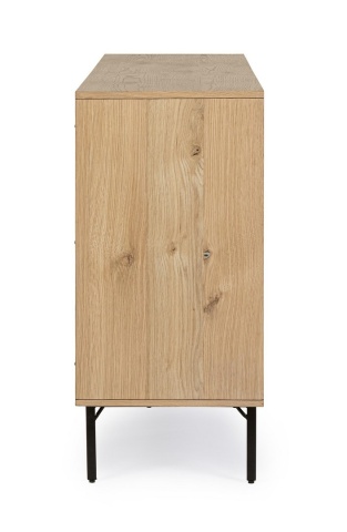 Servanta Stanwood cu 3 uși și 1 sertar, furnir de stejar și oțel, finisaj natural, 160x40x85 cm - Img 5
