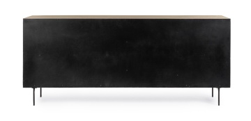 Servanta Stanwood cu 3 uși și 3 sertare, furnir de stejar și oțel, finisaj natural, 200x45x85 cm - Img 4