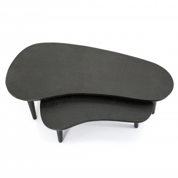 Set 2 masute de cafea din lemn de mango Guus 110x54x38 cm/70x45x32 cm negre - Img 2