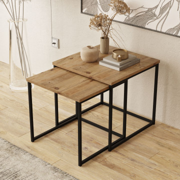 Set 2 masute de cafea patrate pin 50 cm, 45 cm - Img 3