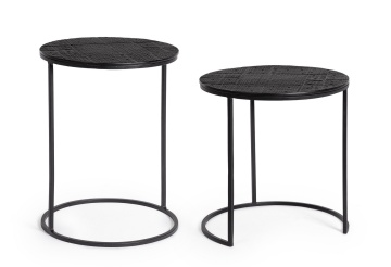 Set 2 măsuțe de cafea rotunde Aziza, din oțel și aluminiu, diametru 39 și 35 cm