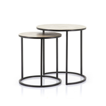 Set 2 masute de cafea rotunde din metal Setto 49x49x52 cm maro - Img 1