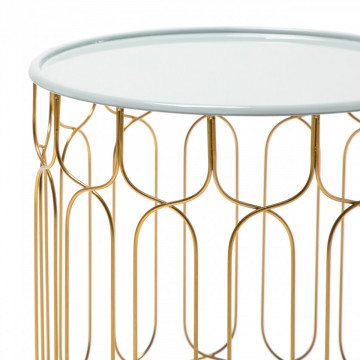 Set 2 masute de cafea rotunde din metal Timba 43x44x49 cm gri inchis/gri deschis/auriu - Img 3
