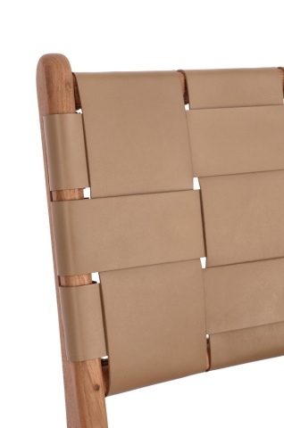Set 2 scaune Joanna, din lemn de tec și piele naturală, taupe, 46 x 59 x 85 cm - Img 7