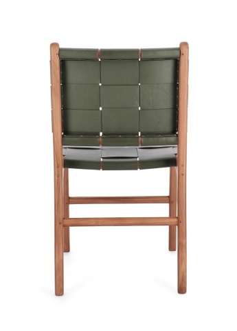 Set 2 scaune Joanna, din lemn de tec și piele naturală, verde, 46 x 59 x 85 cm - Img 5