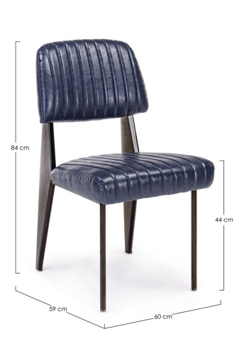 Set 2 scaune Nelly, piele ecologică, Albastru Vintage, 60x59x81 cm - Img 2