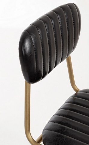 Set 2 scaune tapițate, cu ținte metalice, din piele ecologică și metal, negru, 44 x 55 x 80 cm - Img 6