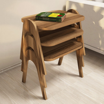 Set 3 masute de cafea Paris nuc 48,6x42x35,5 cm - Img 2