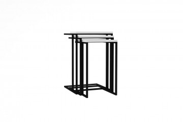 Set 3 masute de cafea patrate Venedik albe 40 cm, 36 cm, 32 cm - Img 3