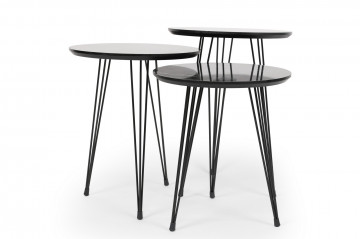 Set 3 masute de cafea rotunde marmura neagra 45 cm, 50 cm, 55 cm - Img 4