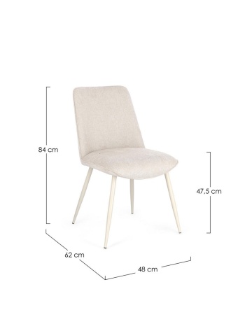 Set 4 scaune Cora, tapițate cu material textil, picioare din oțel, bej - Img 3
