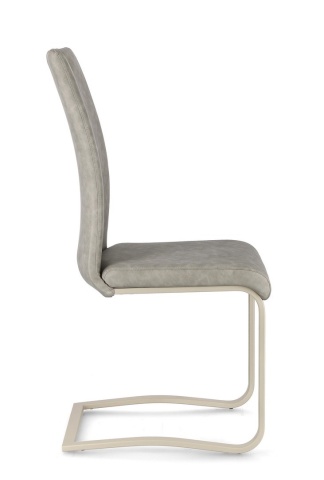 Set 4 scaune Kenneth, din piele ecologică și oțel vopsit electrostatic, Taupe, 42x56x102 cm - Img 5