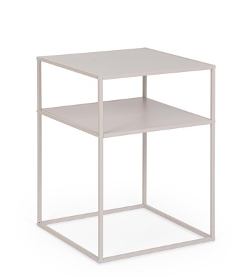 Set 6 masute laterale pătrată Alrik, din oțel vopsit electrostatic, bej, 37,5x37,5x50,5 cm