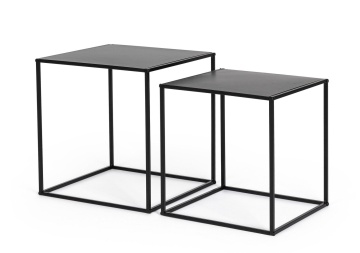 Set de 2 Măsuțe de cafea Alrik, Pătrate, din Oțel Vopsit electrostatic, Negru, 34x34x37 cm și 38x38x41 cm - Img 2