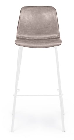 Set de 2 scaune de bar Kyra, vintage, piele ecologică bej, picioare din oțel vopsit electrostatic, 44x103,5 cm - Img 3