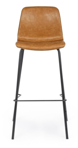 Set de 2 scaune de bar Kyra, vintage, piele ecologică maro, picioare din oțel , 44x103,5 cm - Img 3