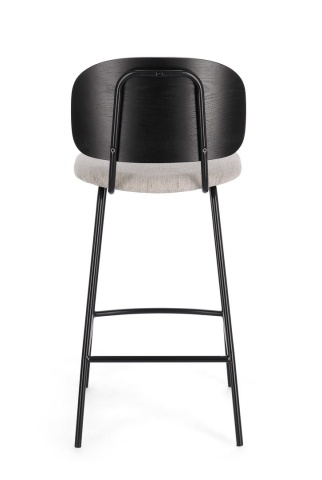Set de 2 scaune de bar vintage din oțel și textil, negru/gri - Img 5