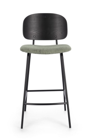 Set de 2 scaune de bar vintage din oțel și textil, verde - Img 4