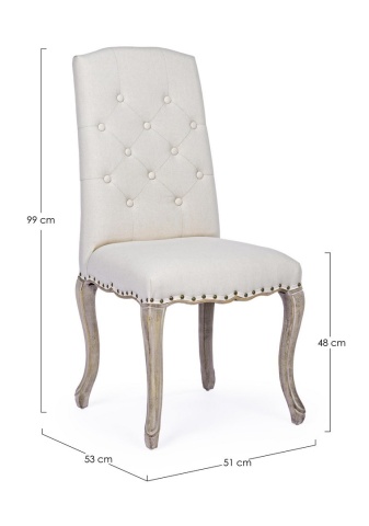Set de 2 scaune Diva, căptușite, cadru din lemn și tapițerie din textil, albe, 51x53x99 cm - Img 2