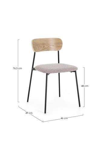 Set de 2 scaune Genevieve, tapițerie bouclé, gri, 46x49x76.5 cm - Img 3