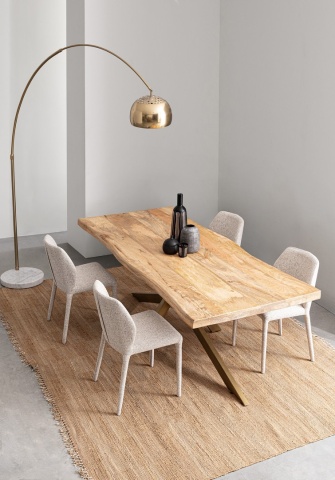Set de 2 scaune Libby, din oțel și stofă, bej 50x55x77,5 cm - Img 11