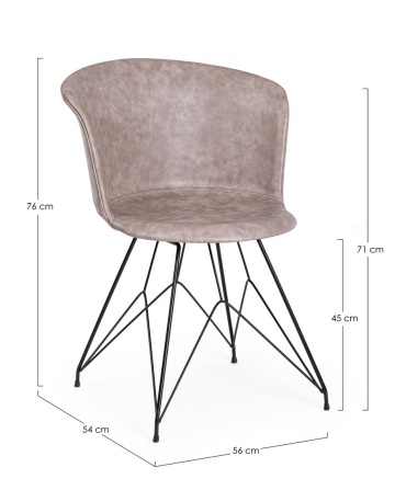 Set de 2 scaune Loft, din metal negru și piele ecologică bej, 56x54x76 cm - Img 2