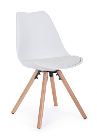 Set de 2 scaune New Trend, din plastic și lemn de fag, alb, 54x49x83.5 cm