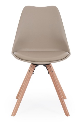 Set de 2 scaune New Trend, din plastic și lemn de fag, taupe, 54x49x83.5 cm - Img 3