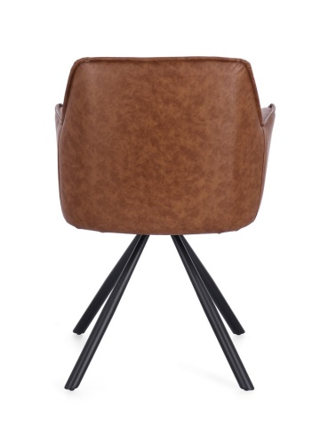 Set de 2 scaune pivotante din piele ecologică, maro deschis, 59.5x61x84 cm - Img 4