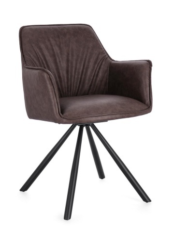 Set de 2 scaune pivotante din piele ecologică, maro închis, 59.5x61x84 cm