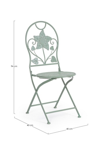 Set de 2 scaune pliabile din oțel, culoare salvie, 40x40x94 cm - Img 3