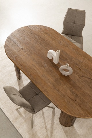 Set de 2 scaune, șezut din piele ecologică, picioare din oțel vopsit epoxidic, Taupe - Img 8