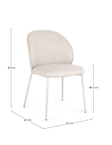 Set de 2 scaune Wendy tapitate bej, 54x60x83 cm - Img 3