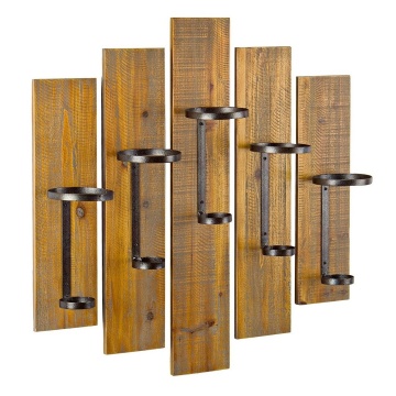 Set de 2 Suport sticle Cru, din lemn de brad și oțel, 61x12x61 cm
