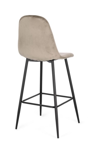 Set de 4 scaune de bar Irelia, cu picioare din oțel negru și tapițerie catifea taupe, 75 cm - Img 2