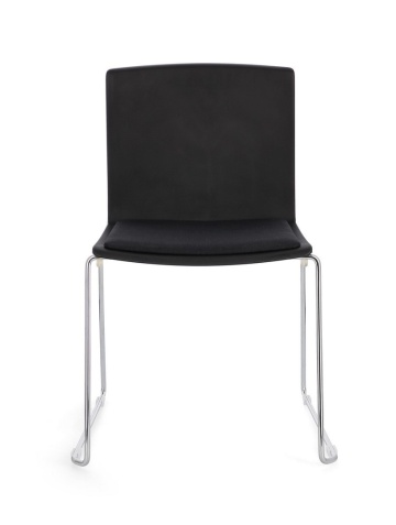 Set de 4 scaune Giulia, din plastic cu șezut tapițat și picioare din oțel cromat, negru, 43.5x50x79 cm - Img 4