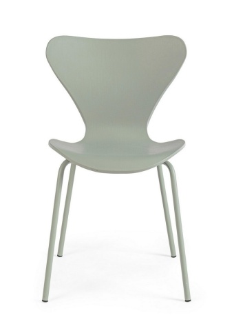 Set de 4 scaune moderne Tessa, plastic și metal, verde - Img 3