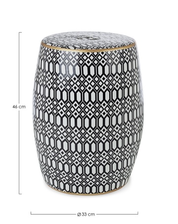 Taburet cilindric decorativ Sfinge, din ceramică, cu model arabesc, 33x46 cm - Img 2
